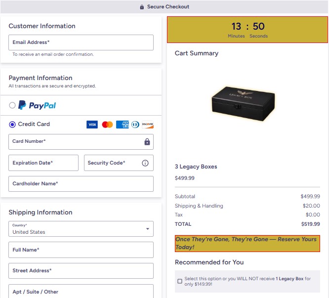 Legacy Boxes Order Page