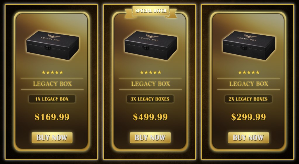 Legacy Boxes price